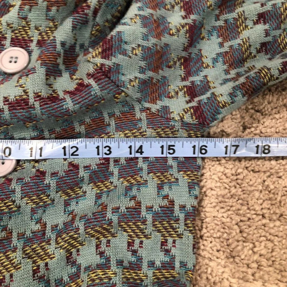 Shu Shu Hounds tooth Blue sweater jacket Size Small - Picture 8 of 10